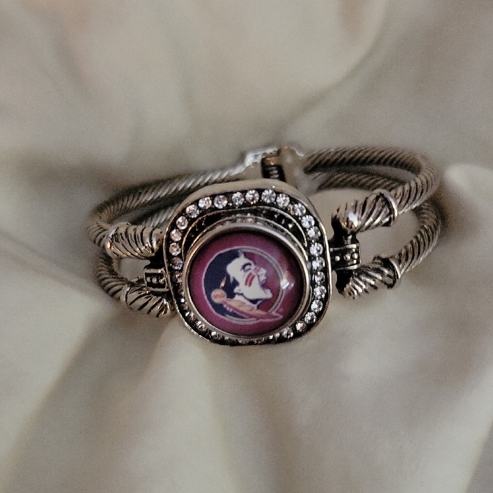Elegant Silver  FSU Women's Snap Bracelet NWT $32